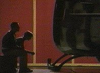 A.J. and Annalisa in the quiet of the hangar